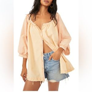 We The Free (Free People) Oxford Swing Oversized Striped Long Sleeved Sz S